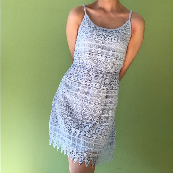 knee length dresses for ladies Hattie Dress in Cornflower Blue Lace main image 0